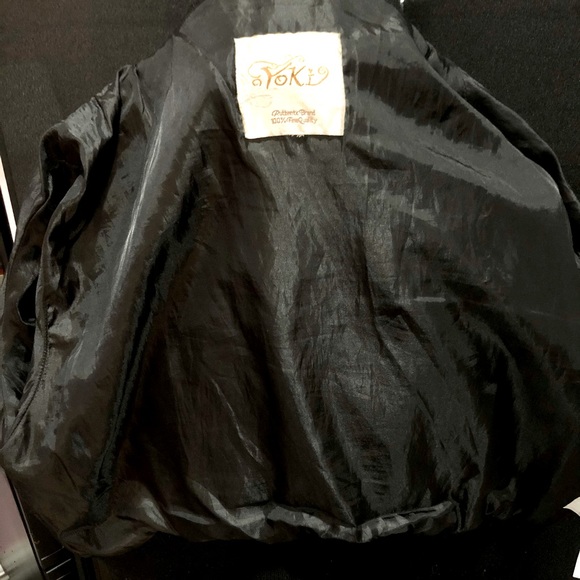 YOKI authentic brand Black & White Plaid Collared Bomber Jacket size L - Picture 10 of 12